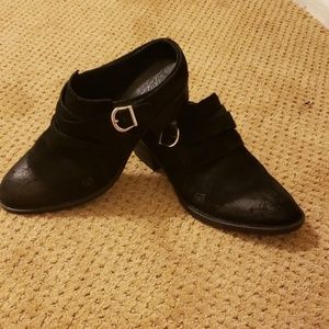 Born black leather slip on booties size 8